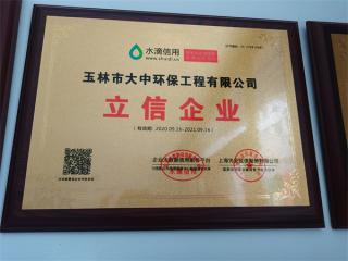 大中環(huán)保榮譽證書